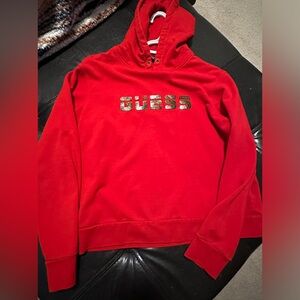Red Guess logo hoodie